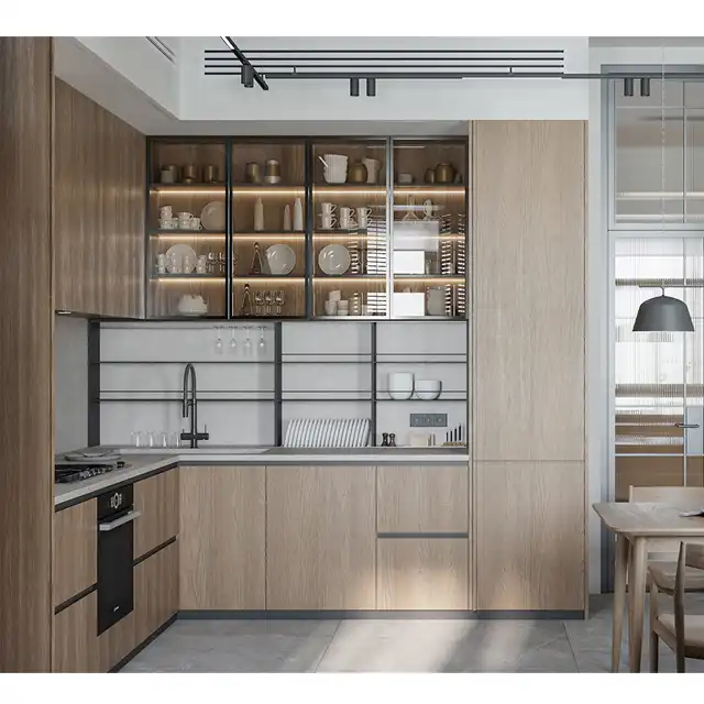 Modern Kitchen Renovation with Light Wood Cabinetry and Matte Black Accents