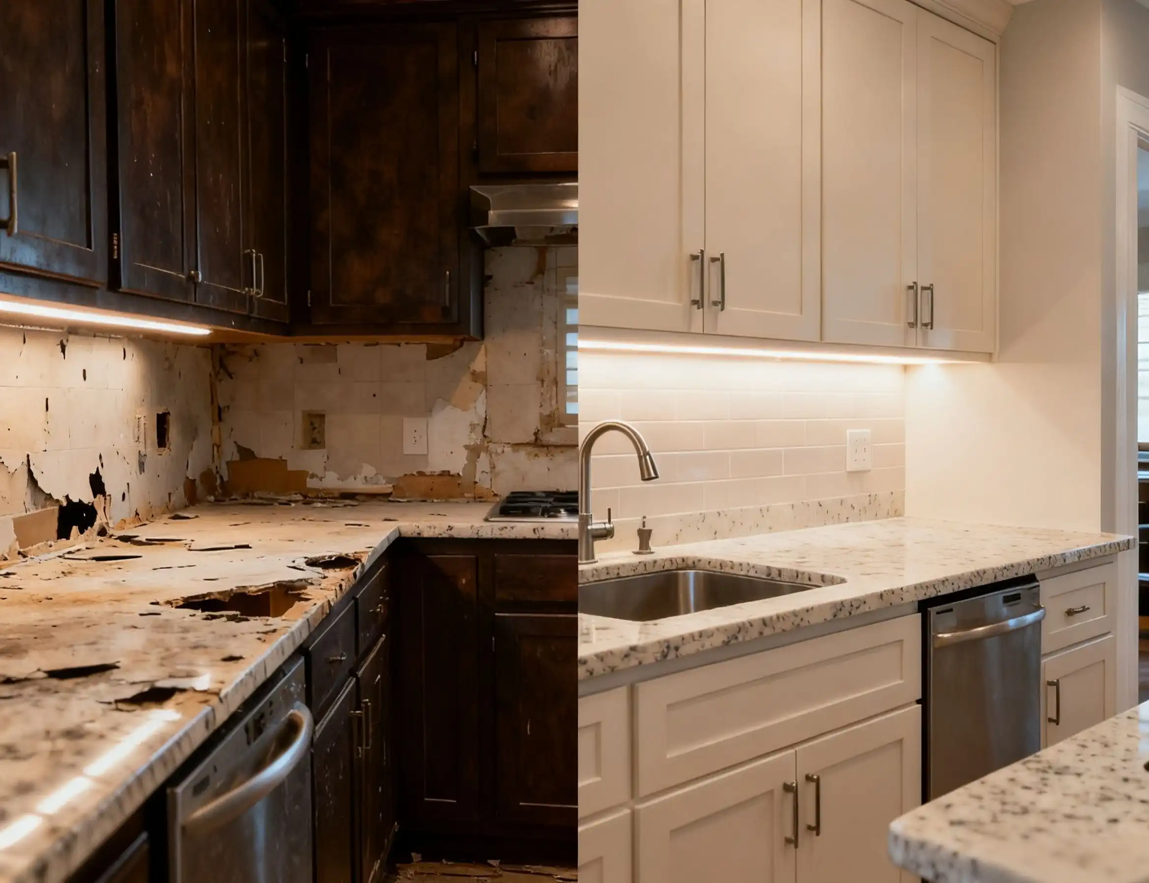$15k Kitchen Remodel Costs Before and After - Cabinet Replacement and Countertop Upgrade