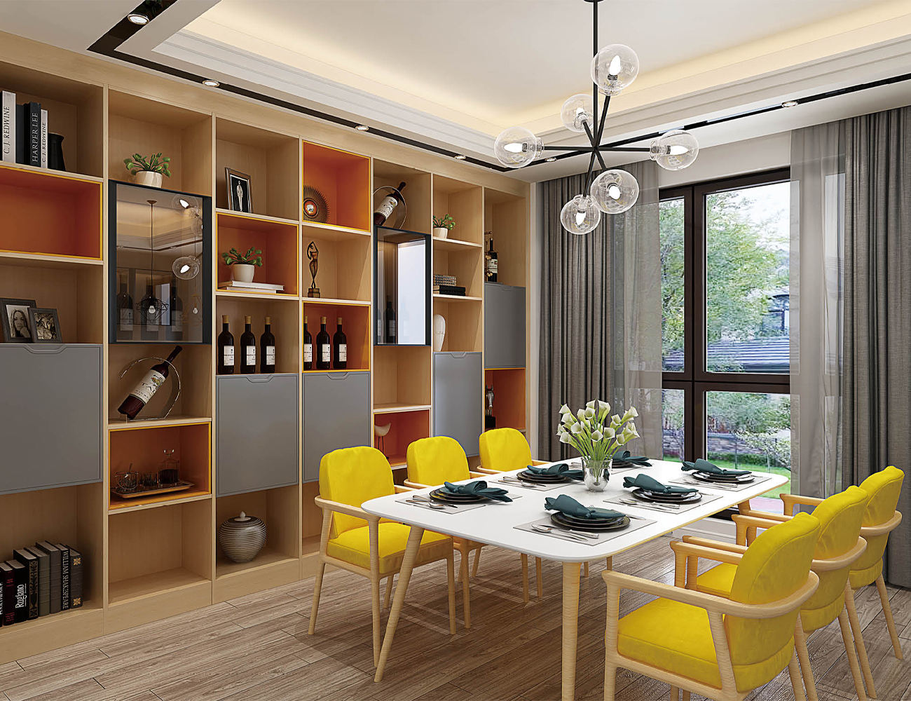 Whole House Custom Home Design 3D Rendering - Three Bedroom Open Concept Layout