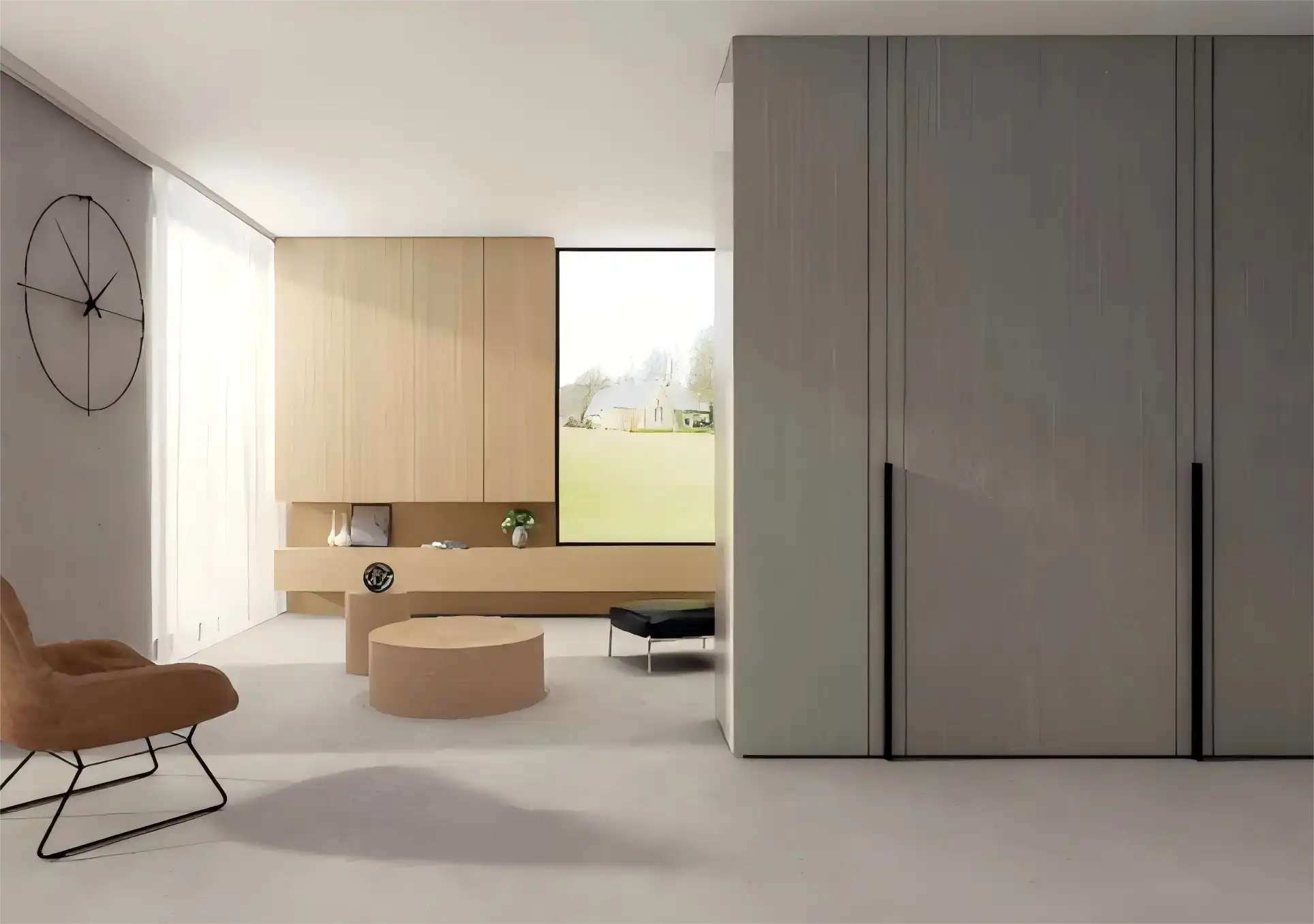 Minimalist Interior French Door Design with Seamless Wall Integration