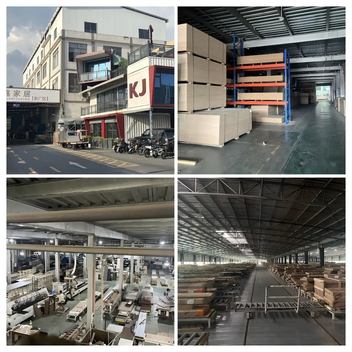 Custom Cabinets Direct from China Guide 1 An automated production line in a high-tech Chinese factory manufacturing custom cabinets with CNC machinery and precision assembly systems.