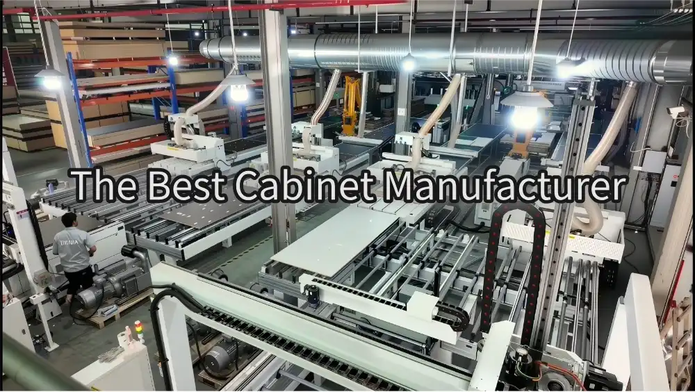 An automated production line in a high-tech Chinese factory manufacturing Custom Cabinets Direct from China Guide CNC machinery and precision assembly systems.