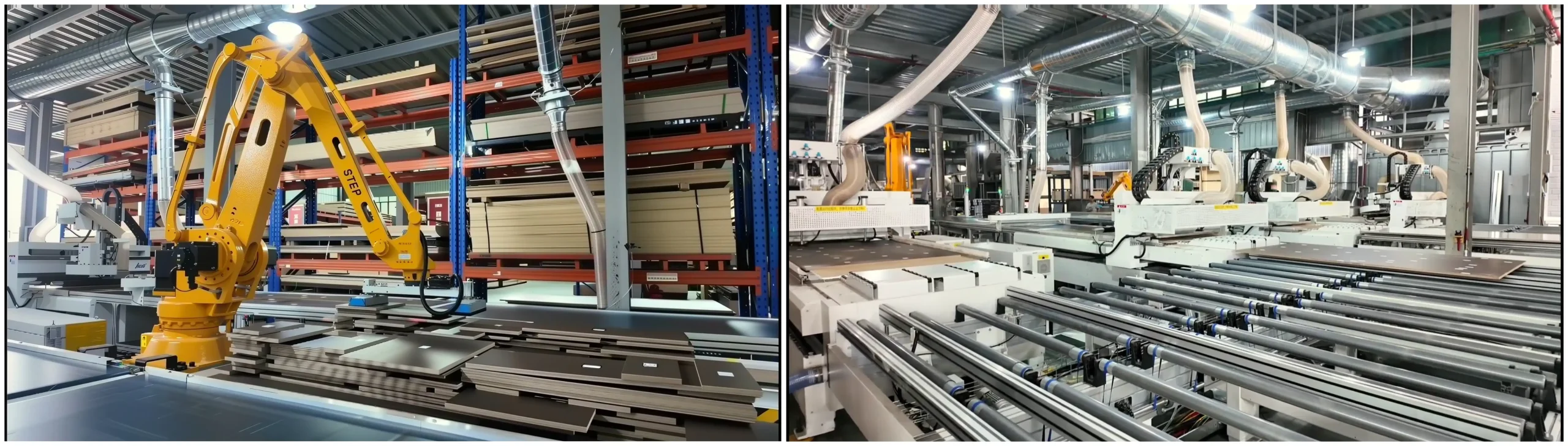 c344456787975f308be031e450500c13 51dx62 scaled An automated production line in a high-tech Chinese factory manufacturing Custom Cabinets Direct from China Guide CNC machinery and precision assembly systems.