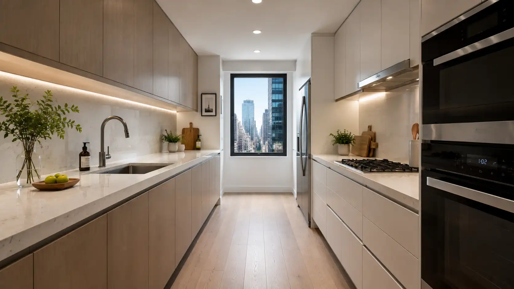 Galley kitchen cabinet layout ideas for narrow spaces