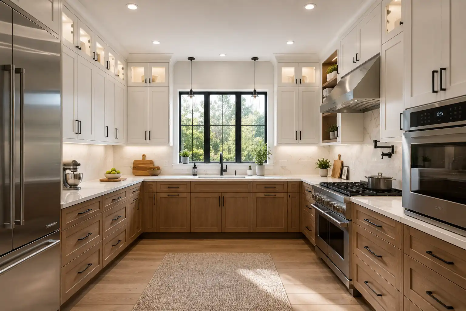 U shaped kitchen cabinet layout for maximum storage