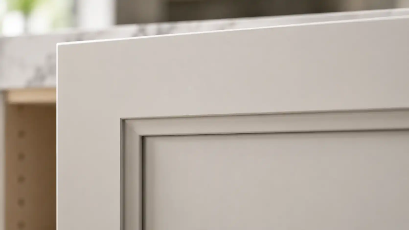 High-density MDF shaker cabinet door with smooth painted finish.