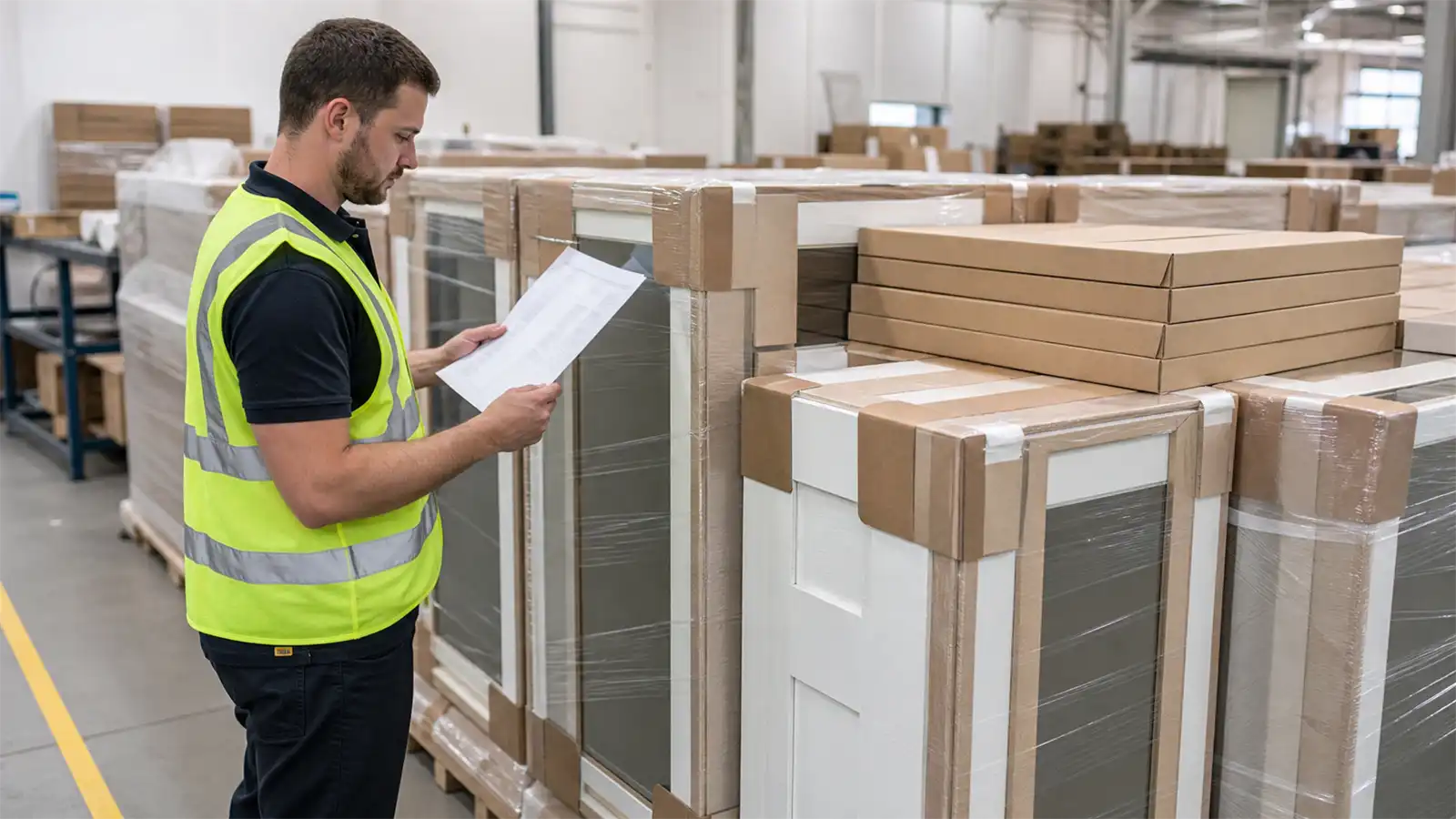 export packing check Custom cabinet export packing inspection with protective corners and hardware packs