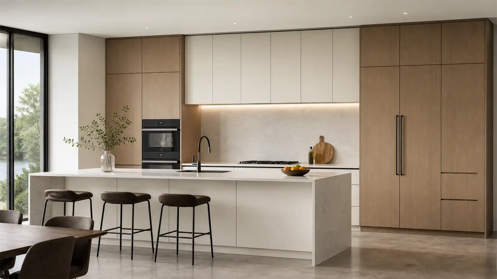 custom kitchen cabinet manufacturer project with modern wood and white cabinets
