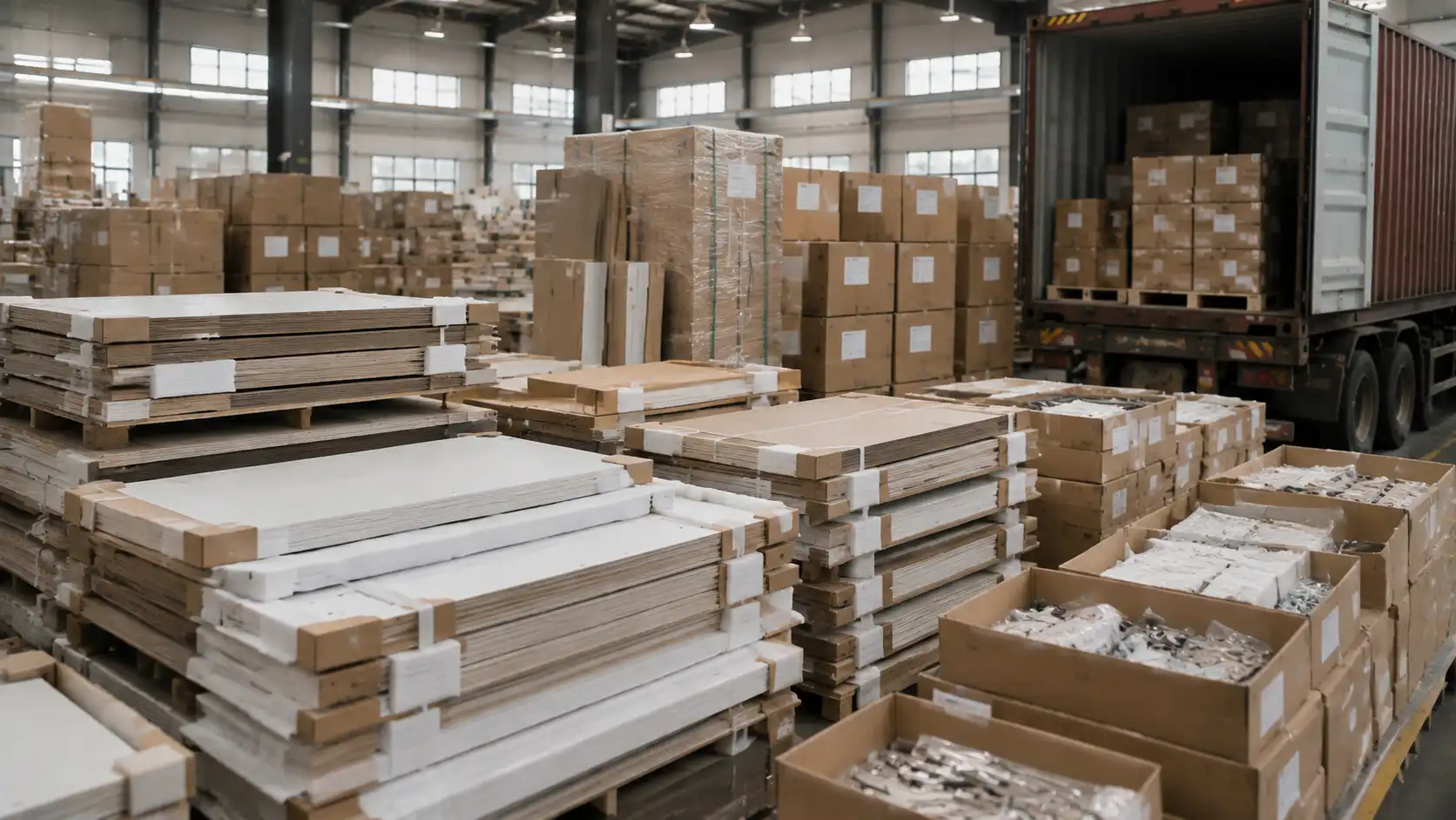 private-label custom cabinet export packing with protected panels hardware cartons and room-coded installation sequence