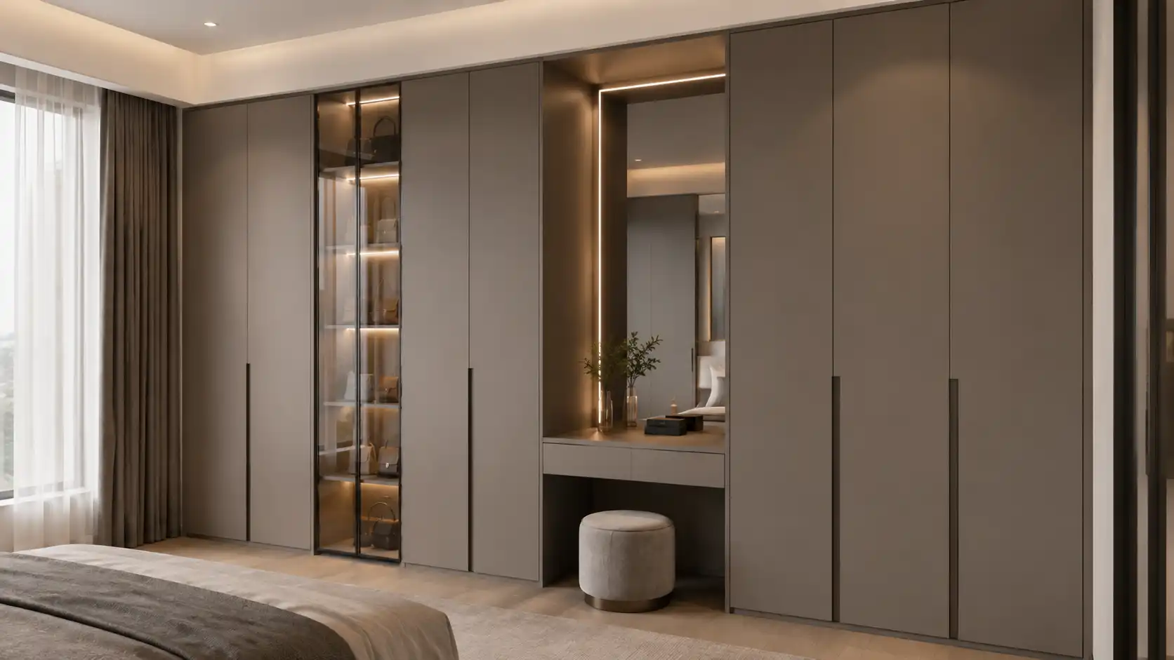 bf1c6d19 0755 472b ba35 2e0d243d2e35 warm grey matte PET wardrobe doors with precise color-matched edges