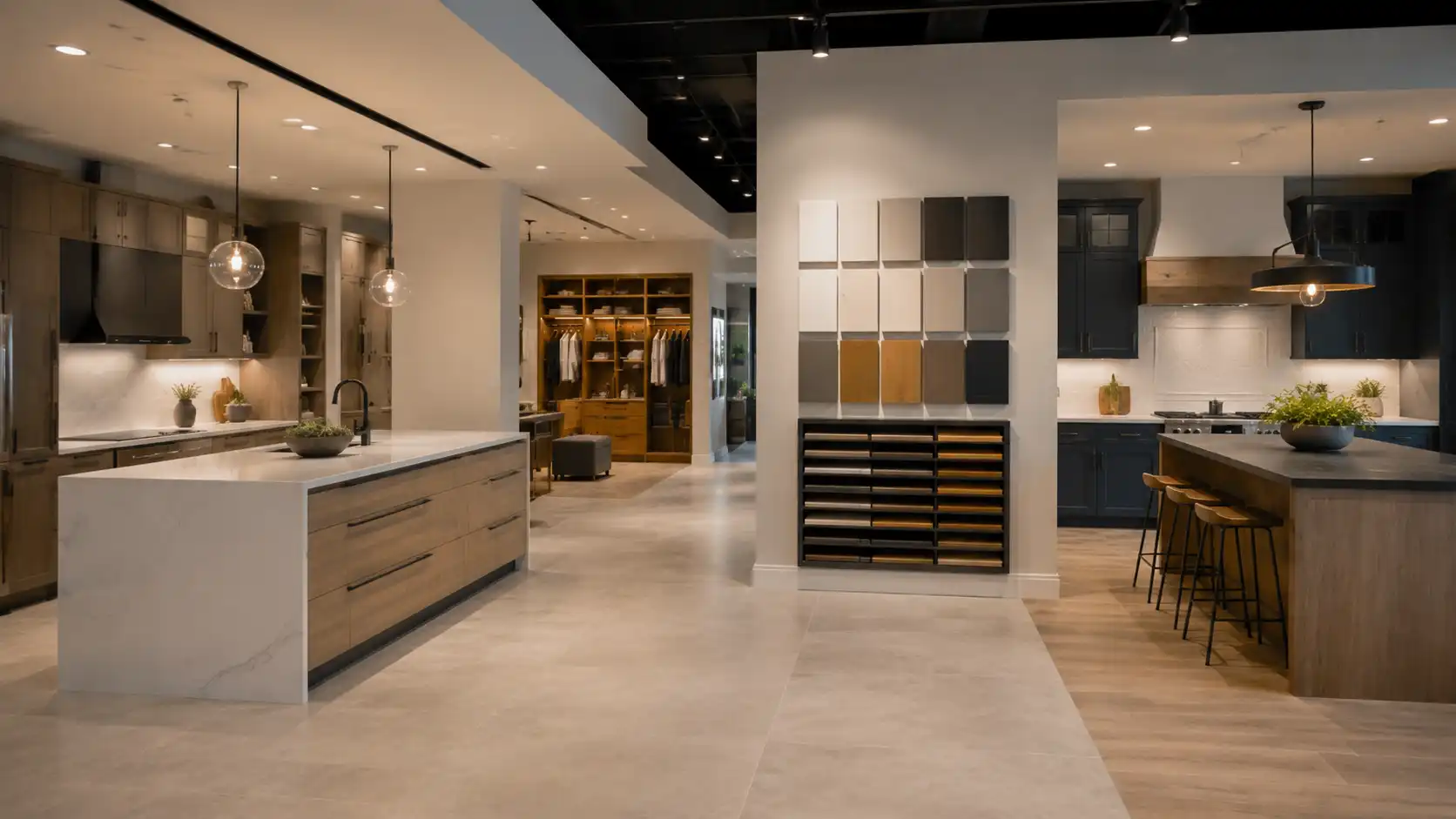 cabinet sample display guide for dealers with modern kitchen and wardrobe showroom displays
