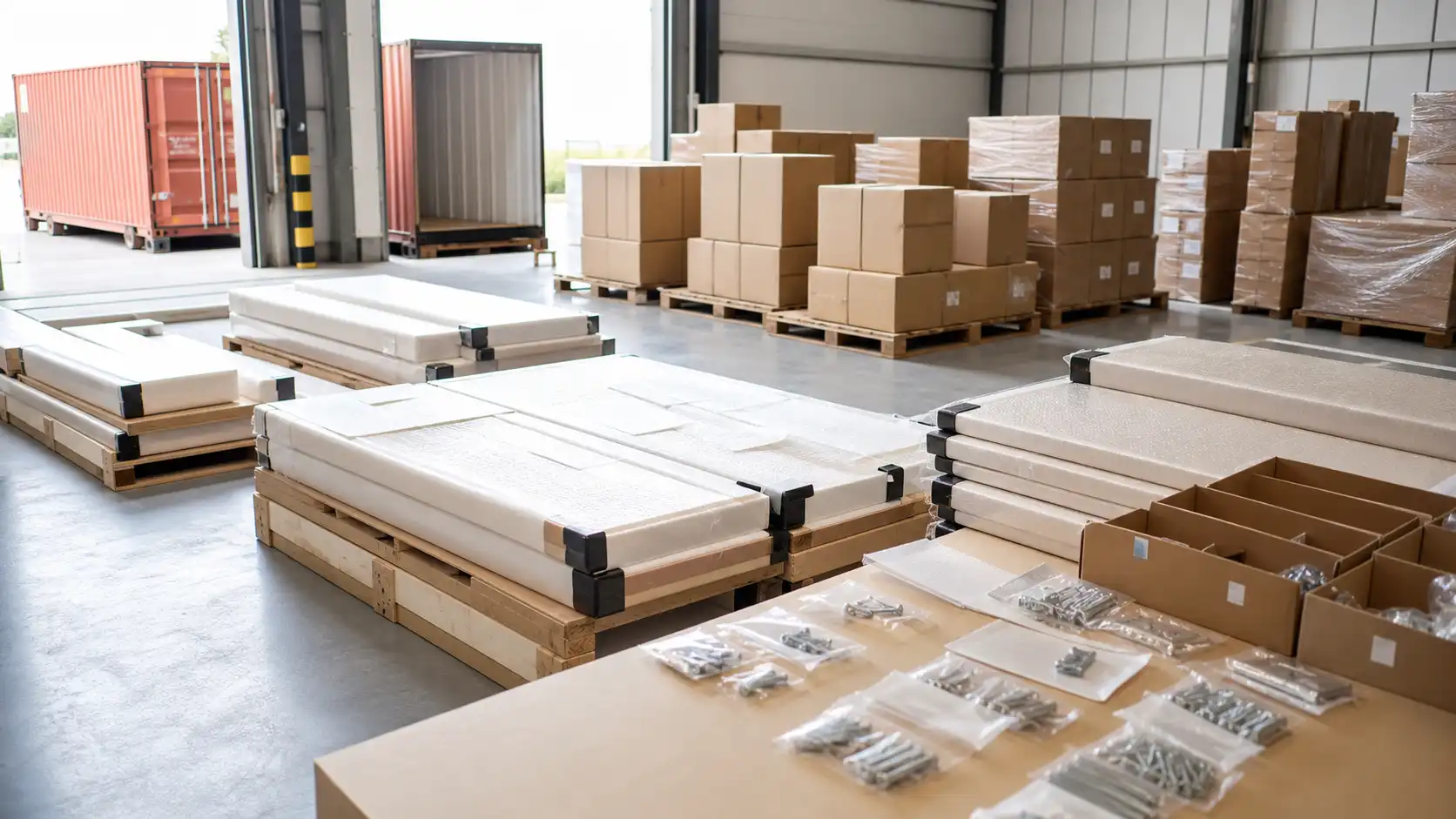 week 5 02 room coded export packing oom-coded custom cabinet export packing with protected panels and separate hardware packs